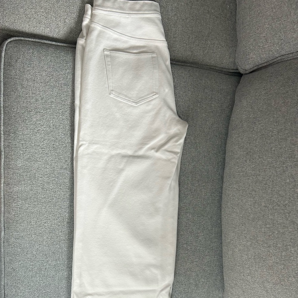 Isaac Mizrahi Live White Stretch Wide Leg Jeans